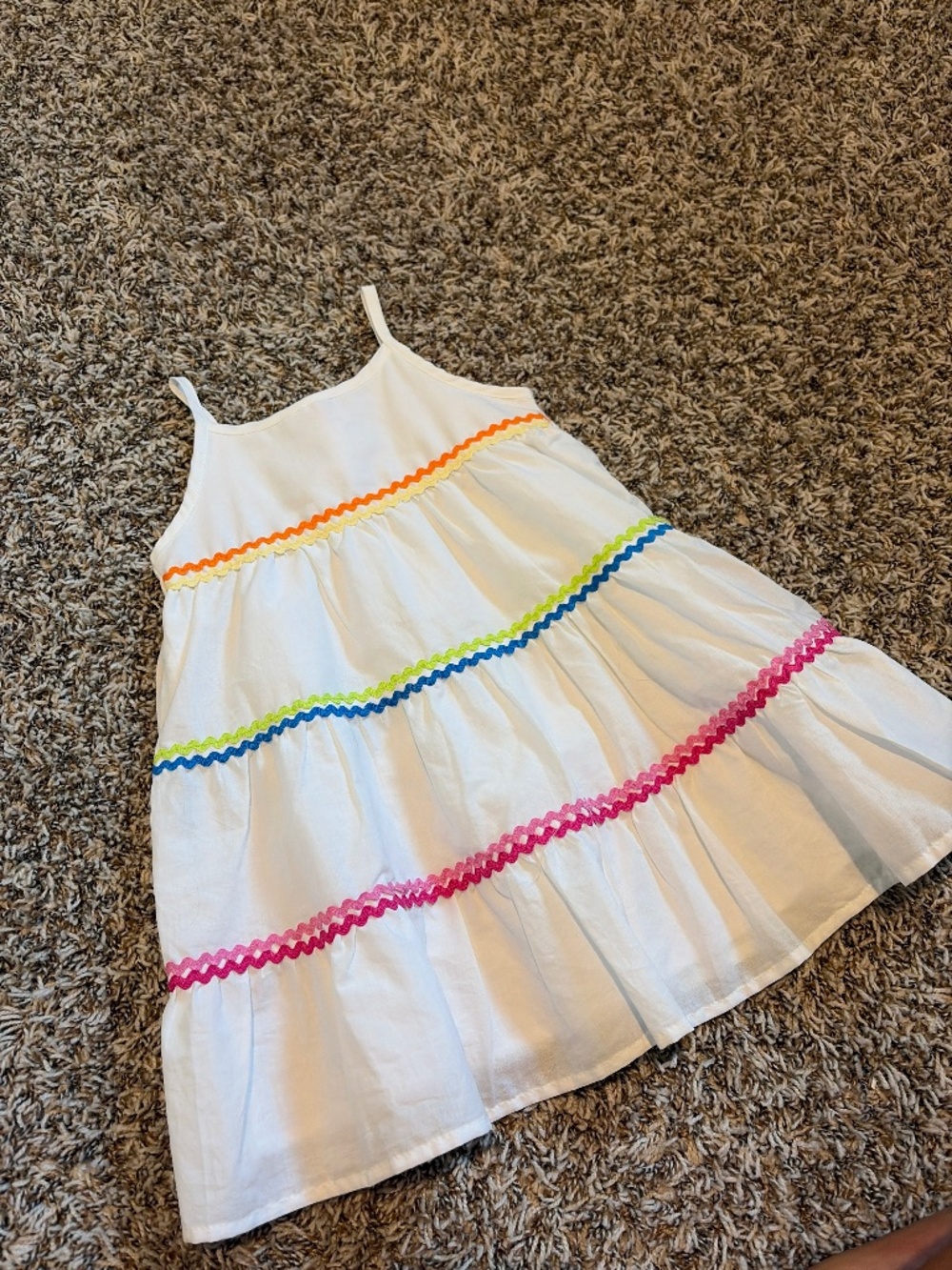 White Tiered Sundress with Colorful Ric Rac Trim